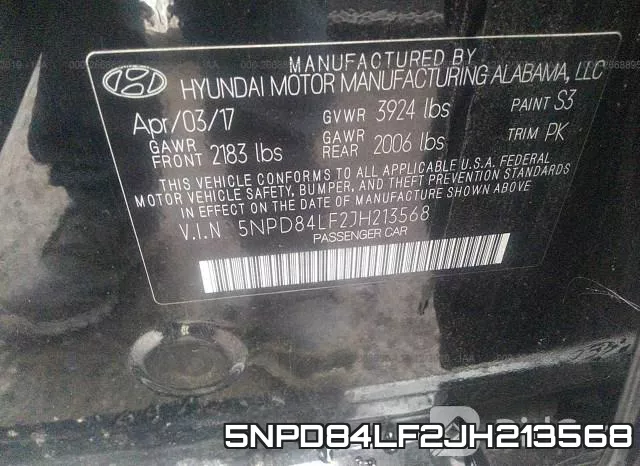 5NPD84LF2JH213568 фото 9