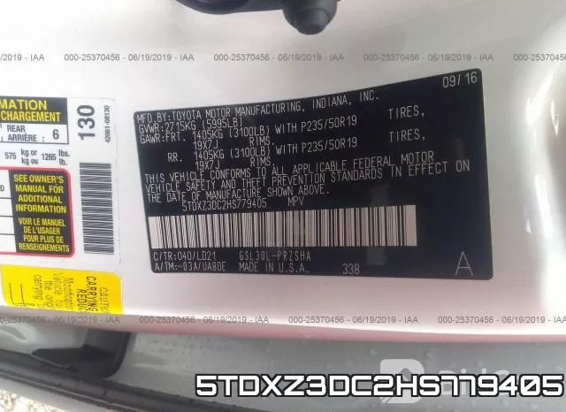 5TDXZ3DC2HS779405 фото 9