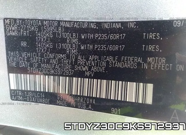 5TDYZ3DC9KS972937 фото 10