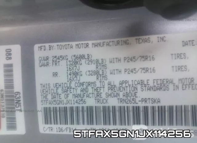 5TFAX5GN1JX114256 фото 9