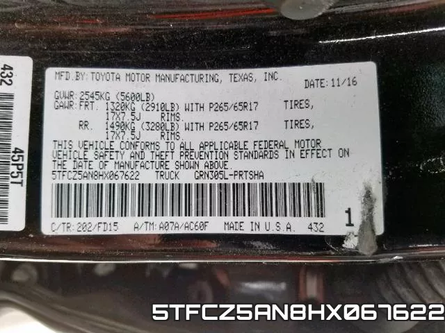 5TFCZ5AN8HX067622 фото 2