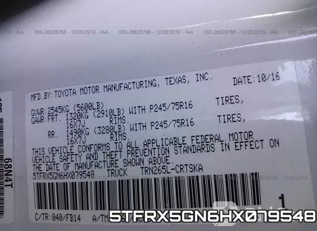 5TFRX5GN6HX079548 фото 8