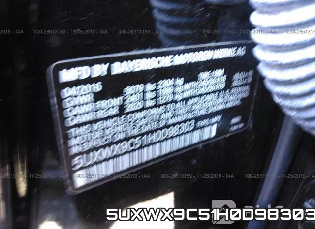 5UXWX9C51H0D98303 фото 9