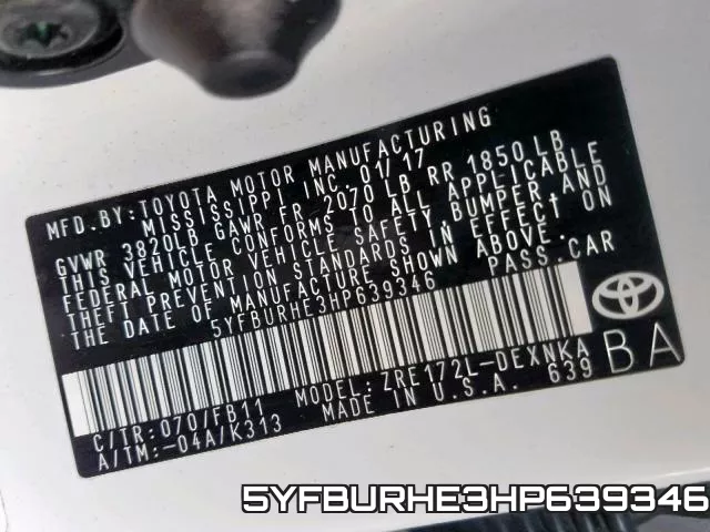 5YFBURHE3HP639346 фото 2