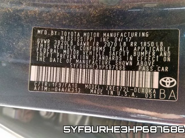 5YFBURHE3HP687686 фото 2