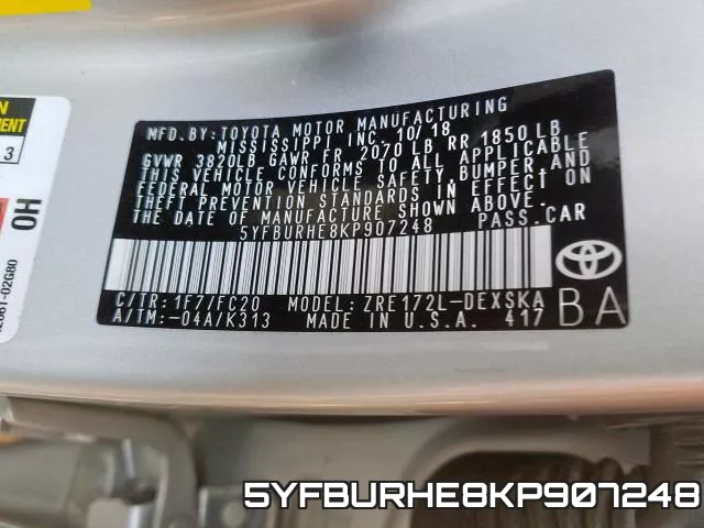 5YFBURHE8KP907248 фото 2