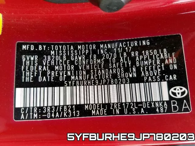 5YFBURHE9JP780203 фото 2