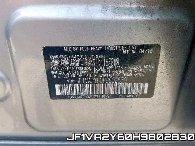 JF1VA2Y60H9802830 фото 2