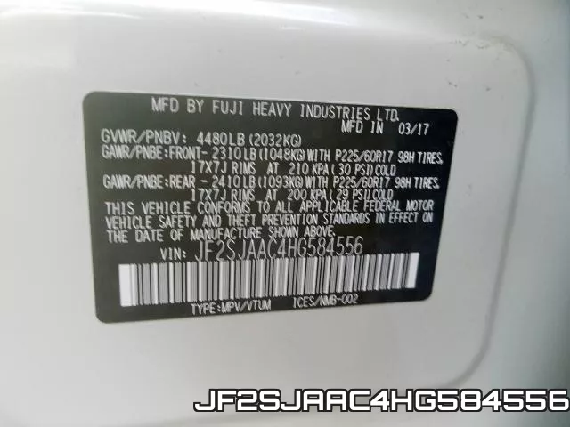 JF2SJAAC4HG584556 фото 2
