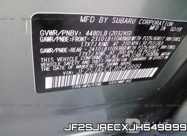 JF2SJAECXJH549899 фото 7