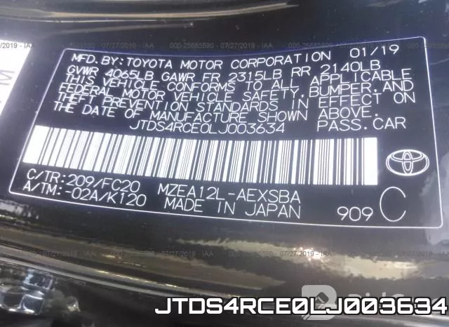 JTDS4RCE0LJ003634 фото 10