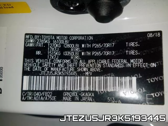 JTEZU5JR3K5193445 фото 2
