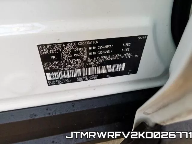 JTMRWRFV2KD026771 фото 2