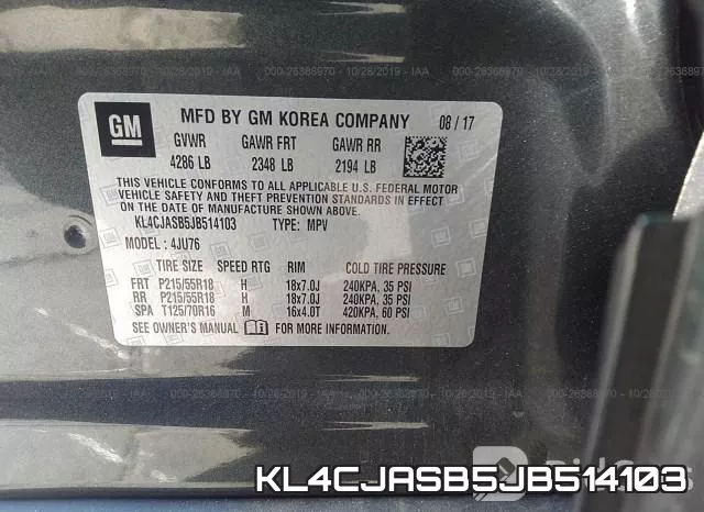 KL4CJASB5JB514103 фото 9