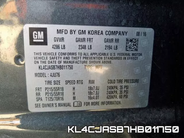 KL4CJASB7HB011750 фото 2