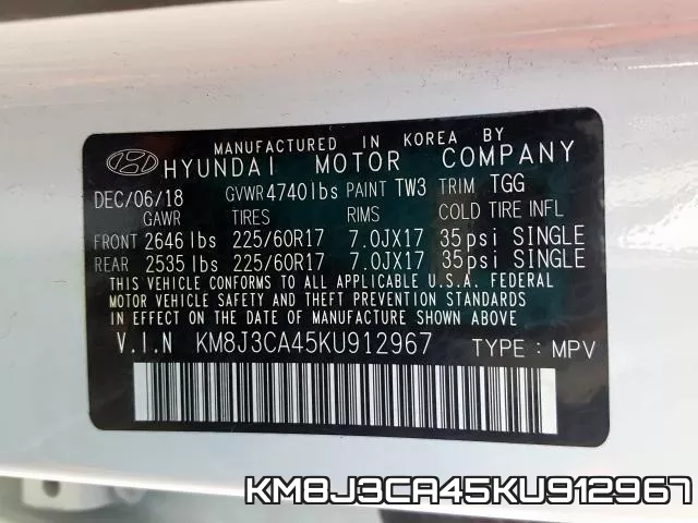 KM8J3CA45KU912967 фото 2