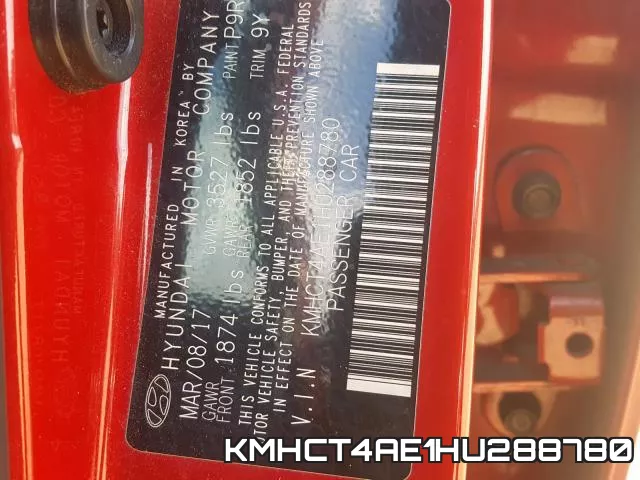 KMHCT4AE1HU288780 фото 2