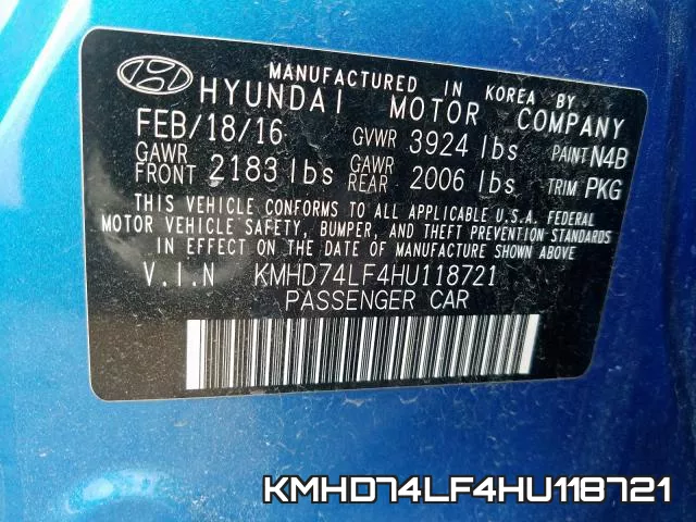 KMHD74LF4HU118721 фото 2