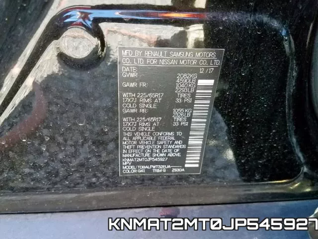 KNMAT2MT0JP545927 фото 2