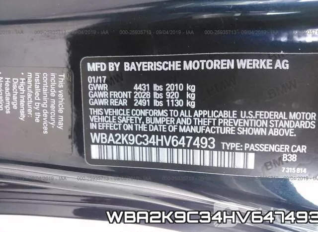 WBA2K9C34HV647493 фото 9