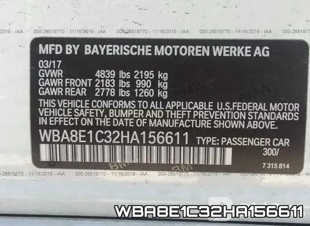 WBA8E1C32HA156611 фото 10