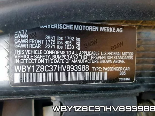 WBY1Z8C37HV893988 фото 2