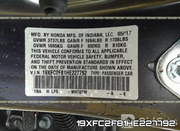 19XFC2F81HE227792 фото 9