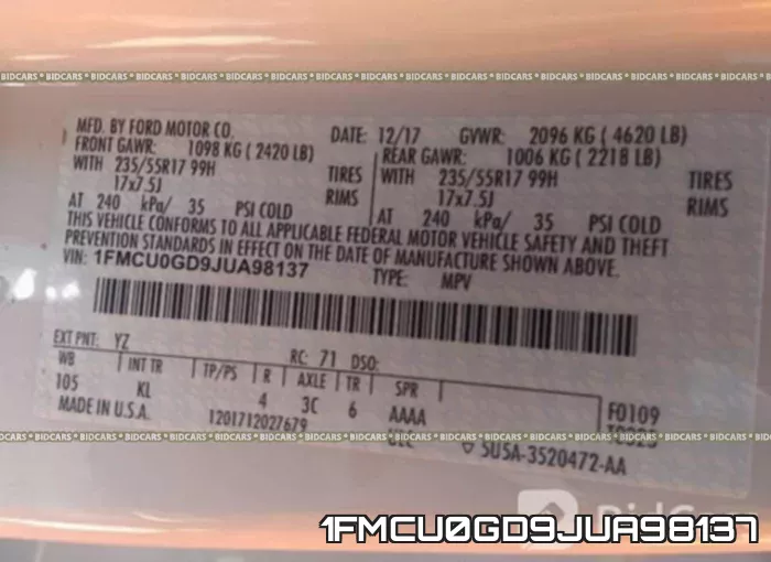 1FMCU0GD9JUA98137 фото 10