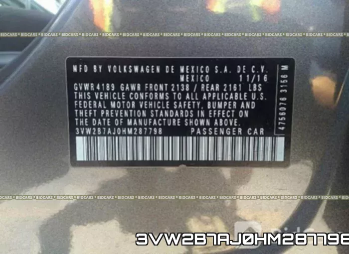 3VW2B7AJ0HM287798 фото 10
