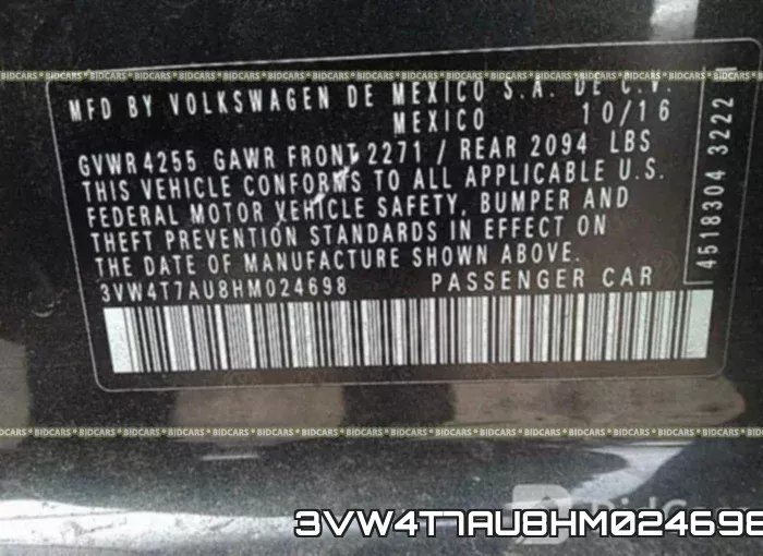 3VW4T7AU8HM024698 фото 10
