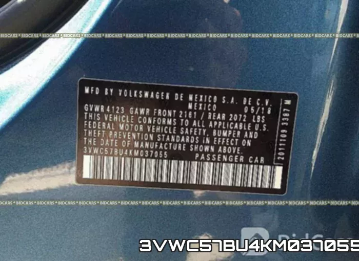 3VWC57BU4KM037055 фото 10