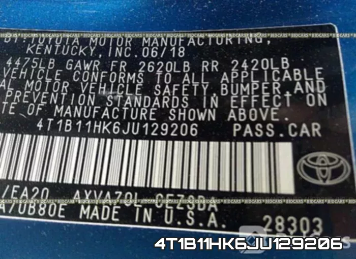 4T1B11HK6JU129206 фото 10
