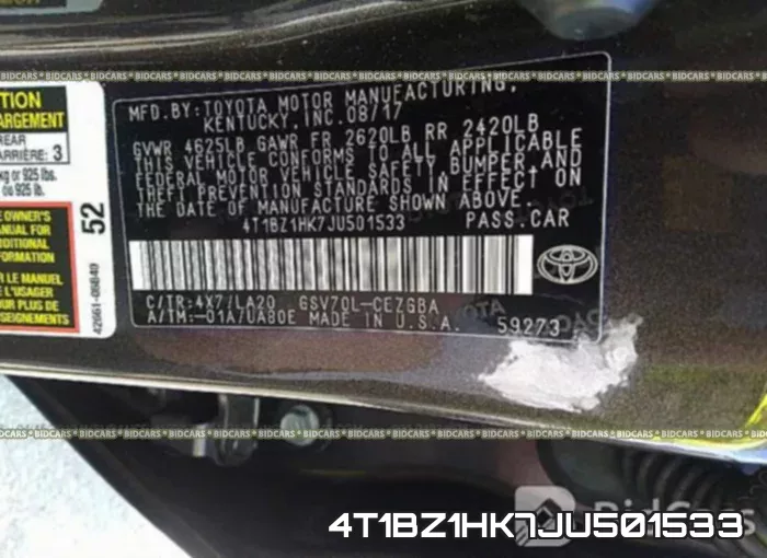 4T1BZ1HK7JU501533 фото 10