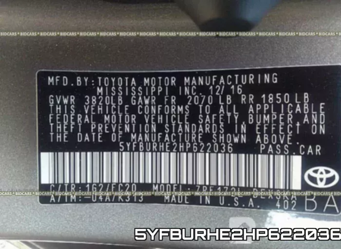 5YFBURHE2HP622036 фото 10