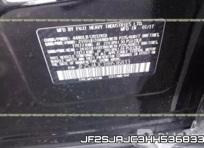 JF2SJAJC3HH536833 фото 10