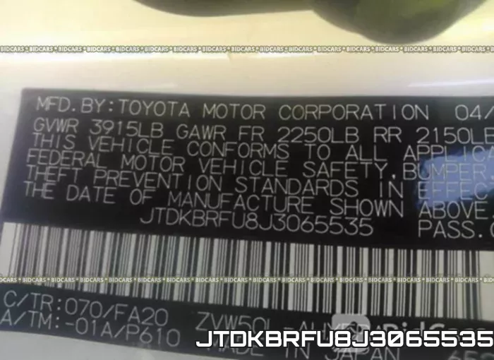 JTDKBRFU8J3065535 фото 10