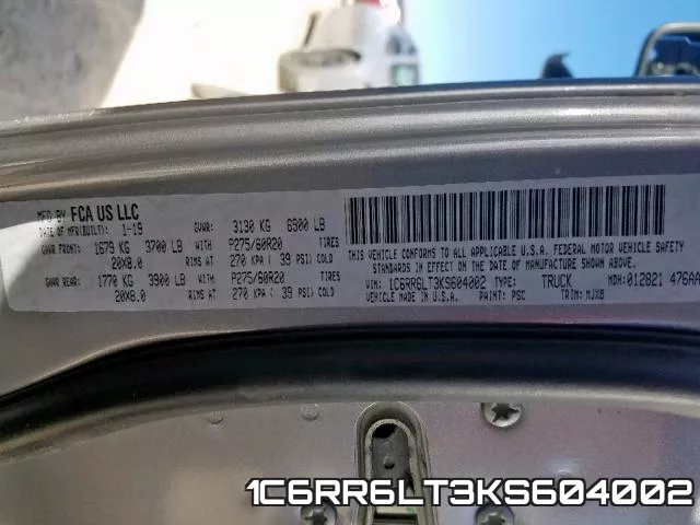 1C6RR6LT3KS604002 фото 2