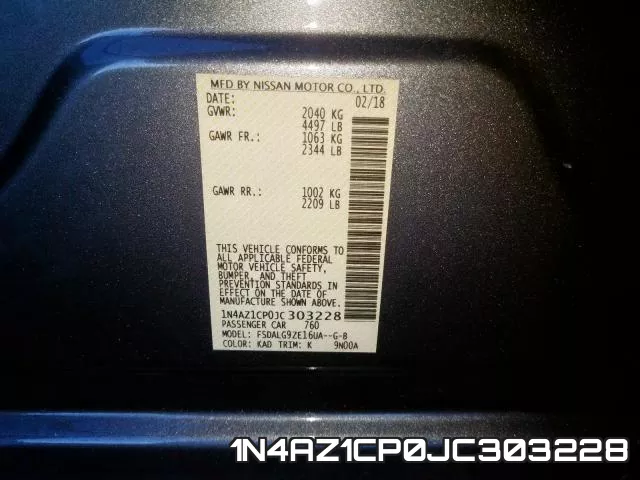 1N4AZ1CP0JC303228 фото 2