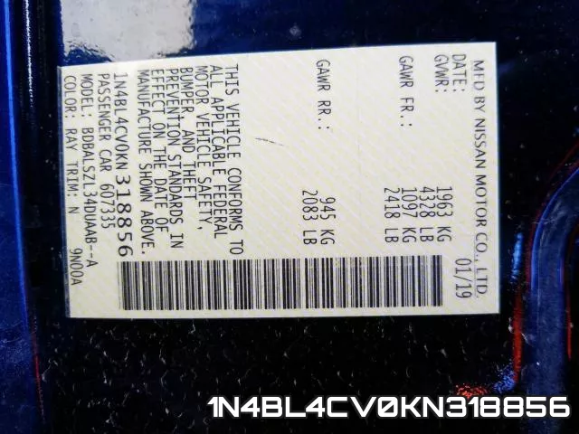 1N4BL4CV0KN318856 фото 2