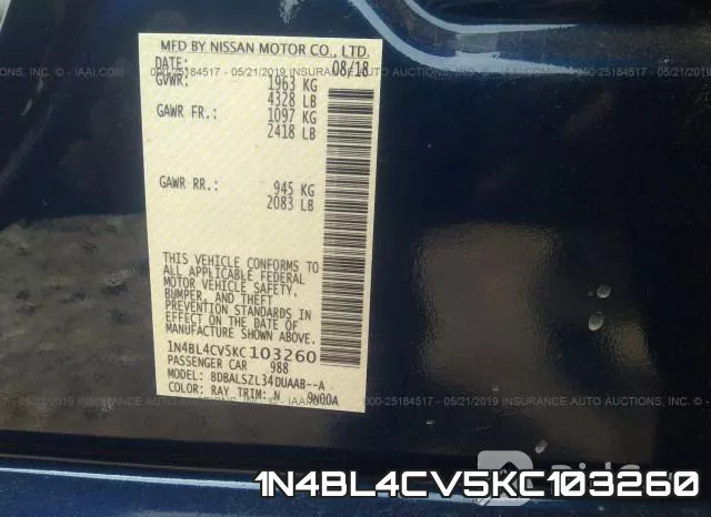 1N4BL4CV5KC103260 фото 8