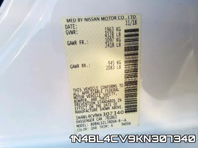 1N4BL4CV9KN307340 фото 2