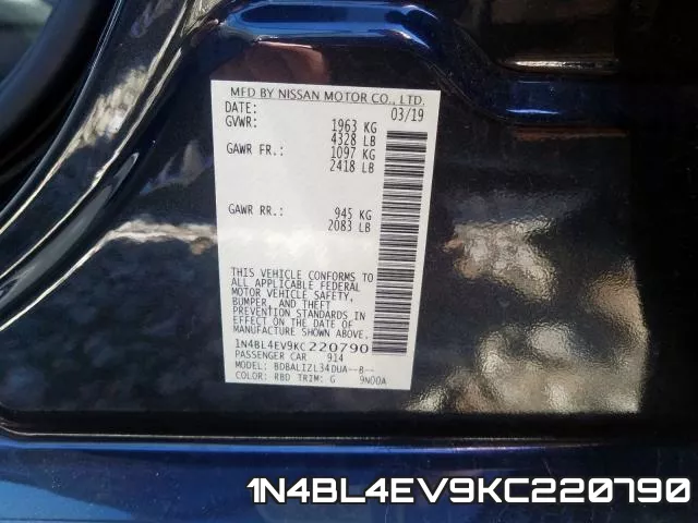 1N4BL4EV9KC220790 фото 2