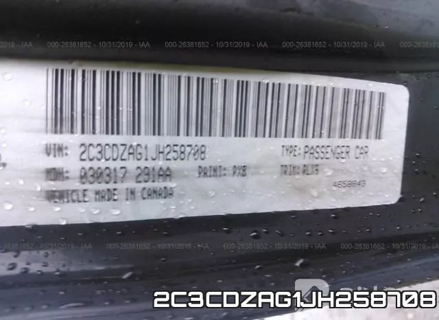 2C3CDZAG1JH258708 фото 9