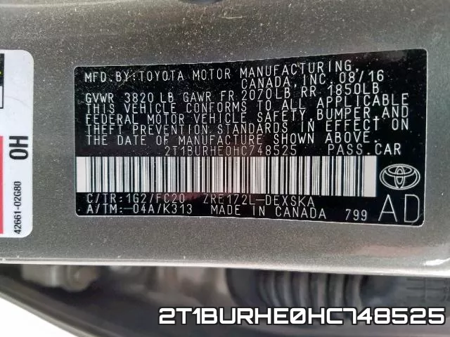 2T1BURHE0HC748525 фото 2