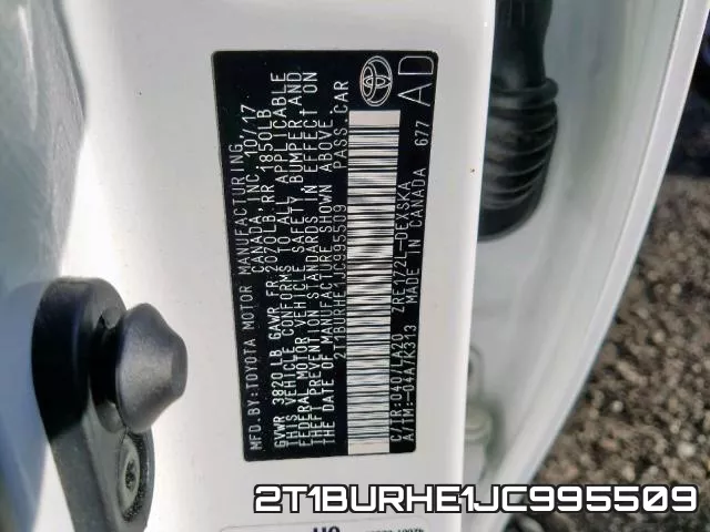 2T1BURHE1JC995509 фото 2