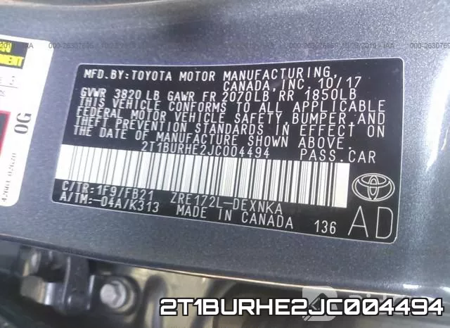 2T1BURHE2JC004494 фото 10