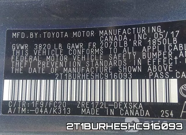 2T1BURHE5HC916093 фото 9
