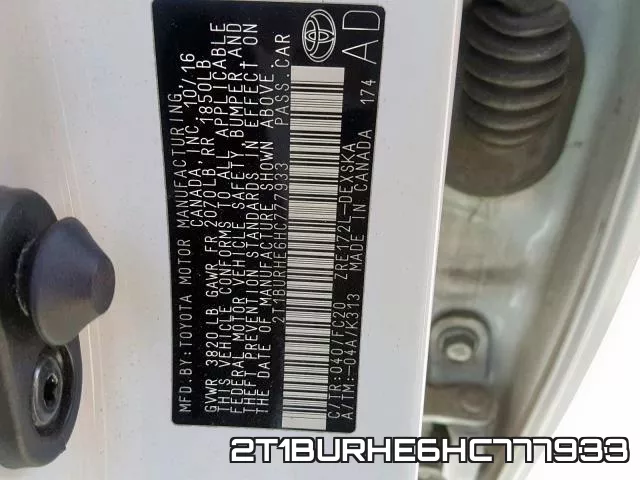 2T1BURHE6HC777933 фото 2