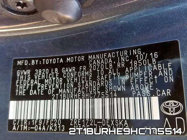 2T1BURHE9HC775514 фото 2