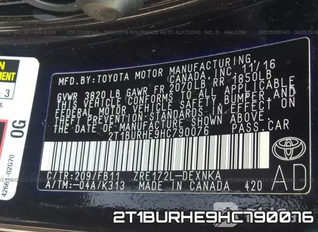 2T1BURHE9HC790076 фото 9